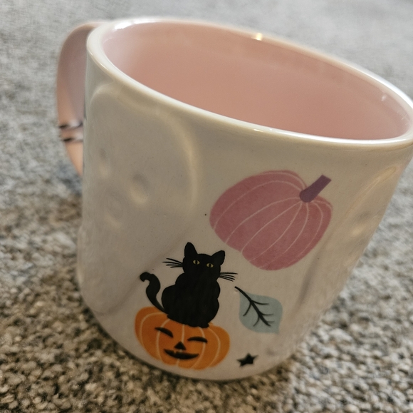 Black Cat Ghost Pumpkins Mug with Pink Halloween BEAUTIFUL British Design NWT - Picture 3 of 4